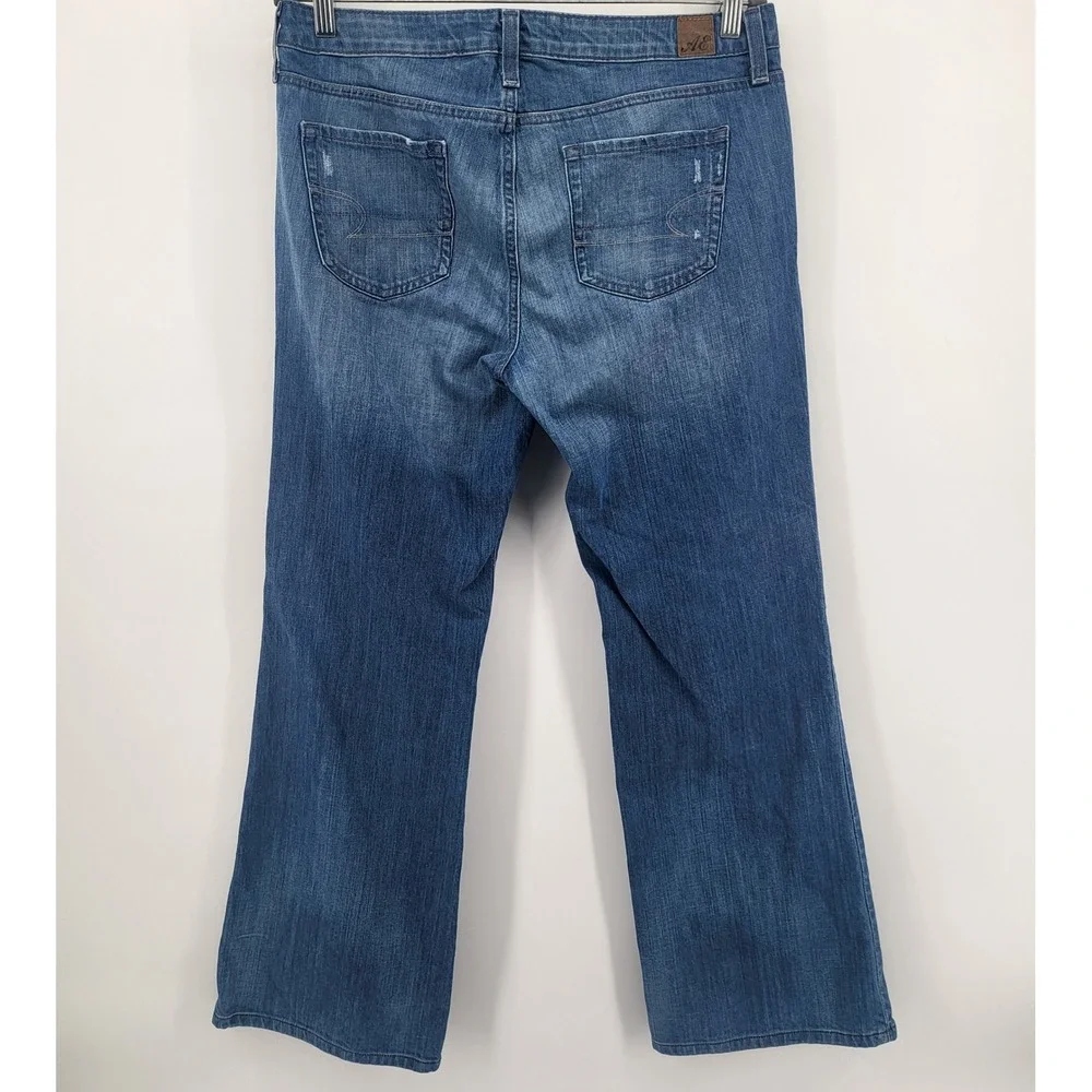 American Eagle‎ Original Bootcut Jeans Women's Size 12 Medium Wash Distressed